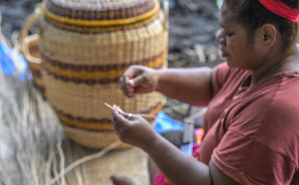 Portrait of a basket weaver near Savusavu. Vanua Levu, Fiji.