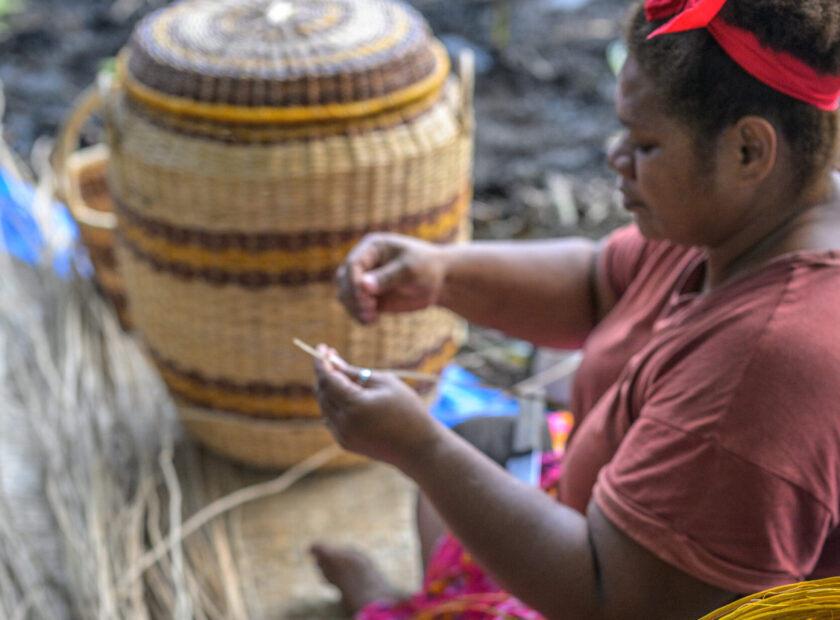 Portrait of a basket weaver near Savusavu. Vanua Levu, Fiji.