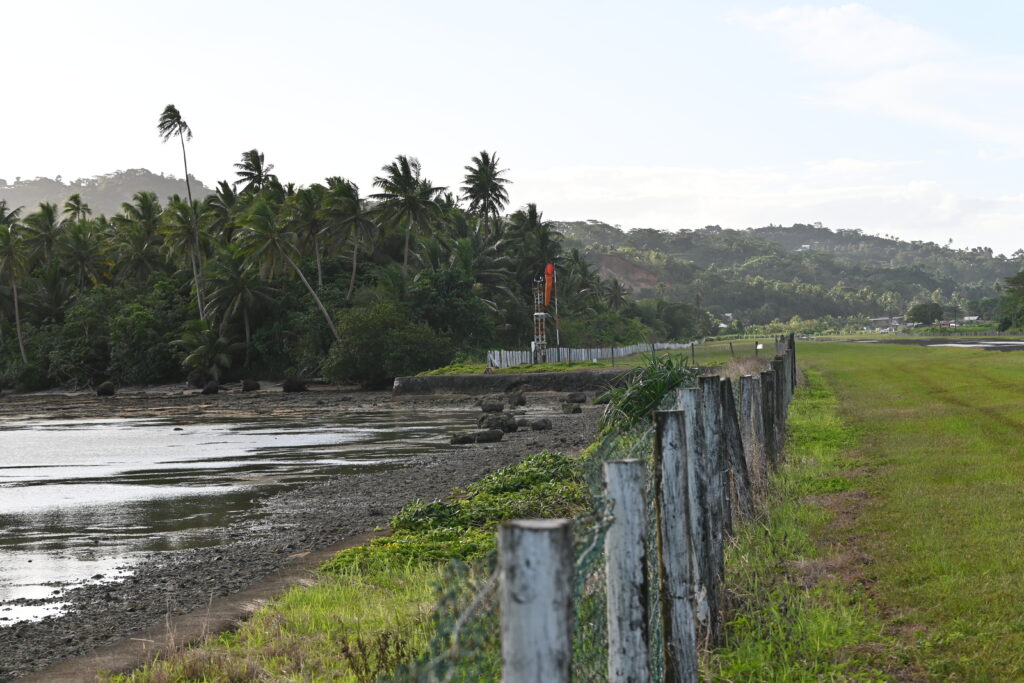 Deteriorating seawall at one end of the Savusavu airport.