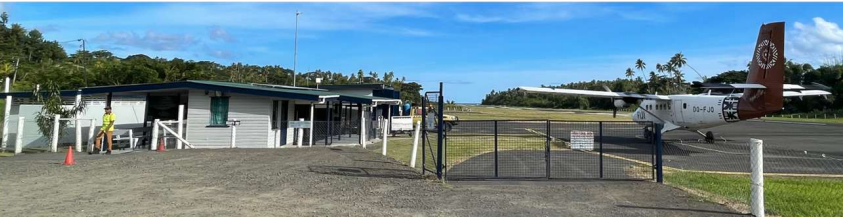  Front exterior of Savusavu Airport terminal. 